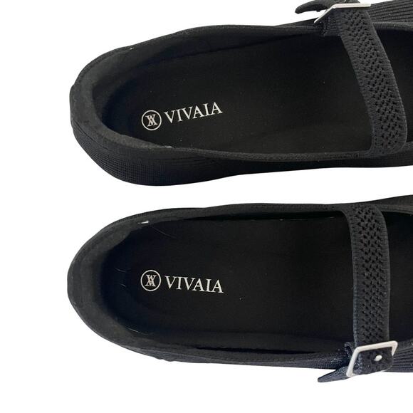 Vivaia Margot Mary Jane Flats Black Square Toe Eco Knit Size 42 US Women 10.5 - Picture 5 of 10
